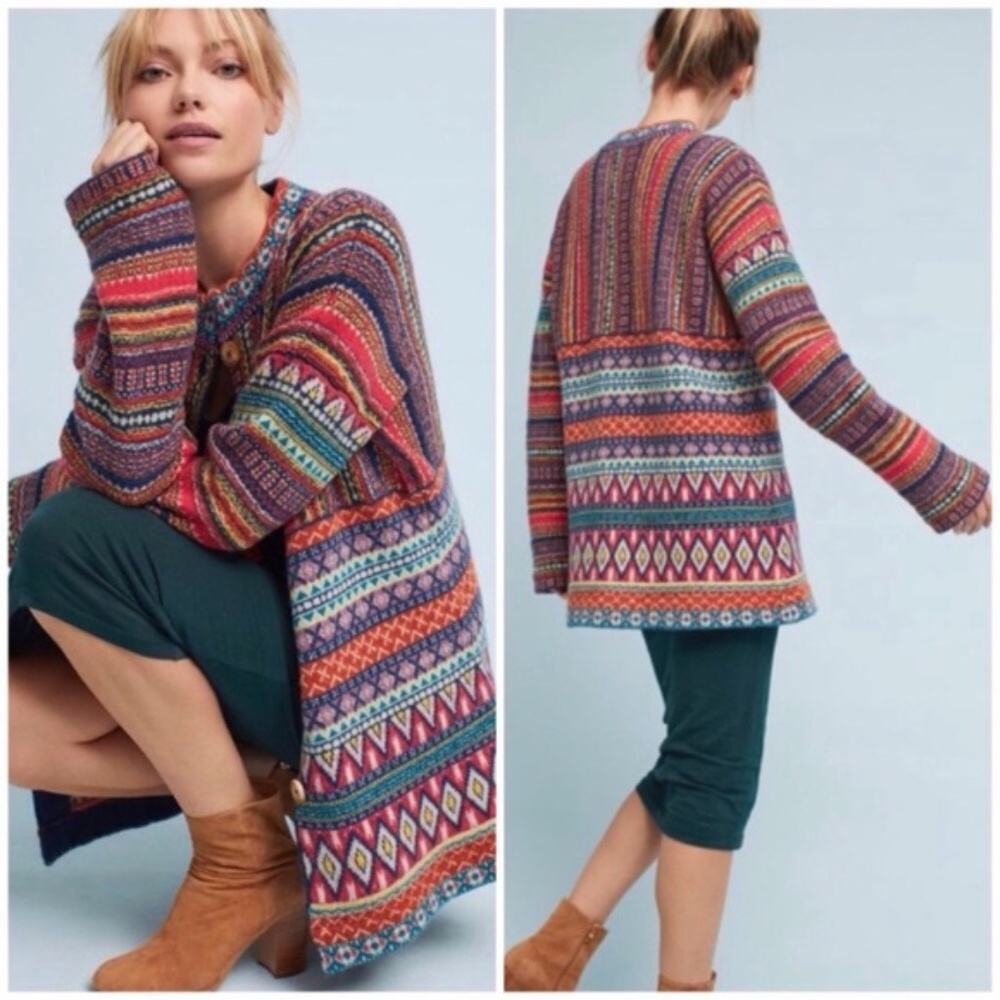 Anthropologie LIVIA INTARSIA CARDIGAN